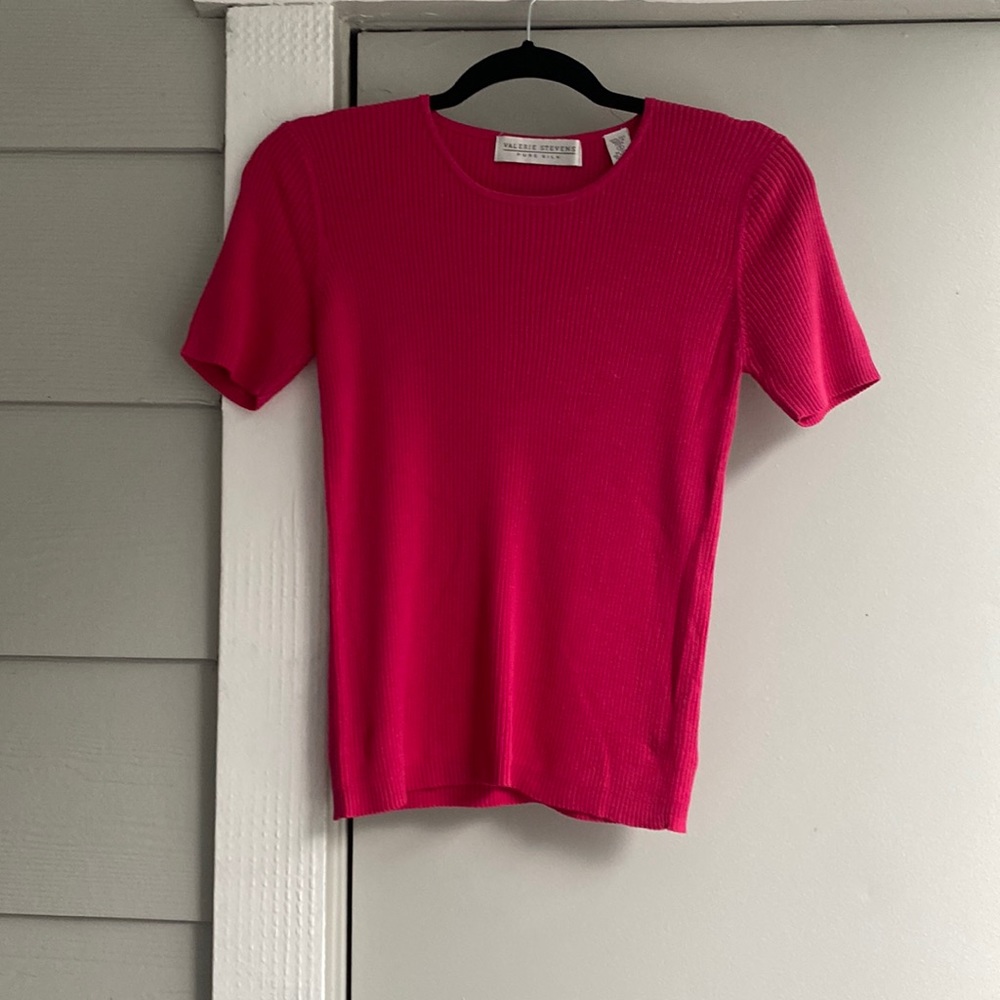 Valerie Stevens pure silk ribbed t shirt
